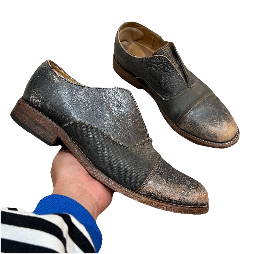 Bed Stu Gray and Brown Leather Loafers